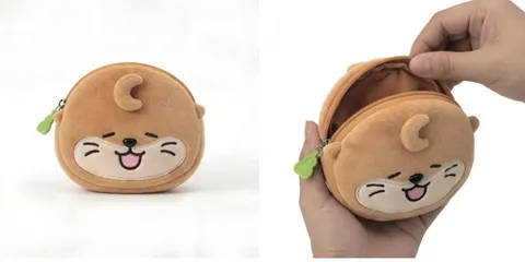 달서생태녹색관광 아따 봉제인형 파우치 정면과 수납 기능 제품 보드